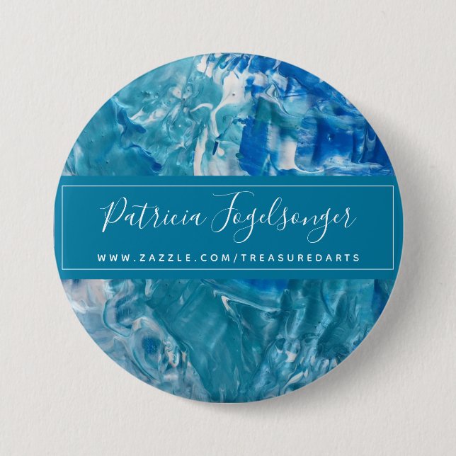 Badge Rond 7,6 Cm Bouton Turquoise bleu arrondi moderne (Devant)