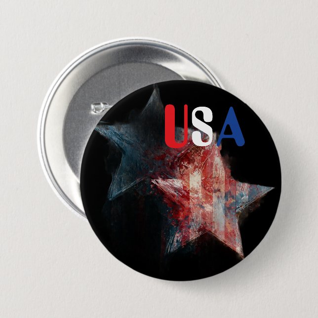 Badge Rond 7,6 Cm Bouton USA (Devant & derrière)