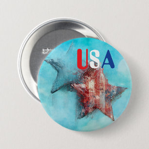 Badge Rond 7,6 Cm Bouton USA