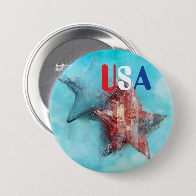 Badge Rond 7,6 Cm Bouton USA (Devant & derrière)