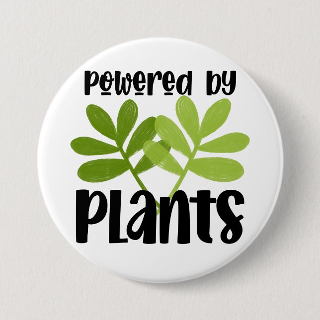 Badge Rond 7,6 Cm Bouton Vegan Plante (Devant)