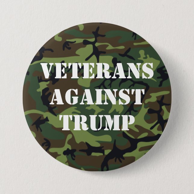 Badge Rond 7,6 Cm Bouton Vétérans contre Trump (Devant)