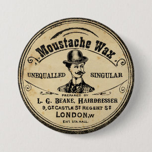Badge Rond 7,6 Cm Bouton vintage de Pin de cire de moustache de la