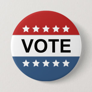 Badge Rond 7,6 Cm Bouton VOTE - Classique Rouge Blanc & Bleu