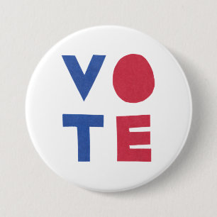 Badge Rond 7,6 Cm Bouton VOTE de conception de lettres bloc