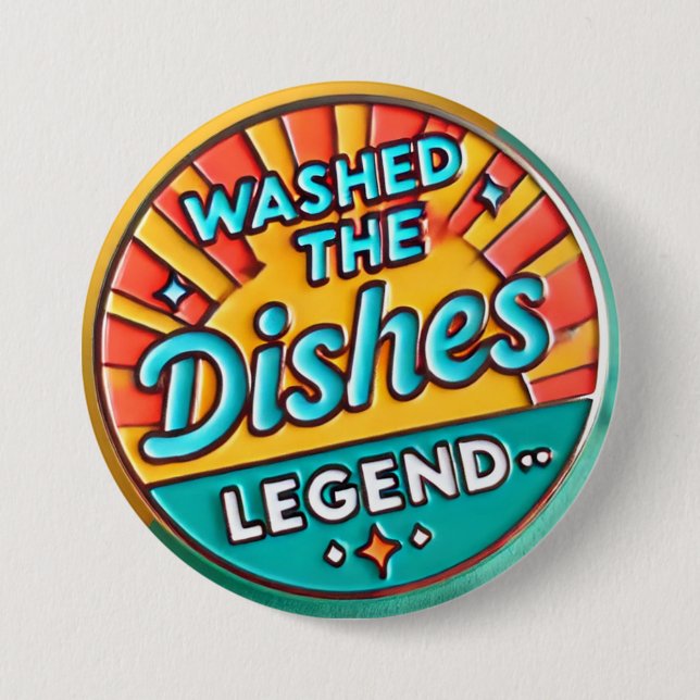 Badge Rond 7,6 Cm Bouton Washed the Plats Funny (Devant)