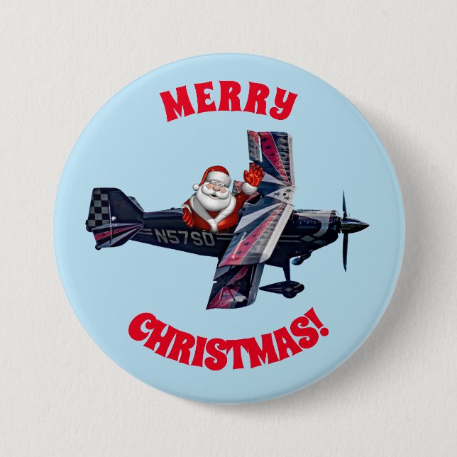 Badge Rond 7,6 Cm Bouton Waving Père Noël (Devant)