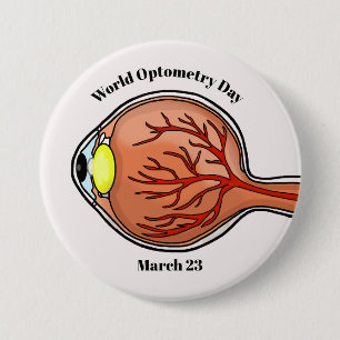 Badge Rond 7,6 Cm Bouton World Optometry Day avec Eyeball