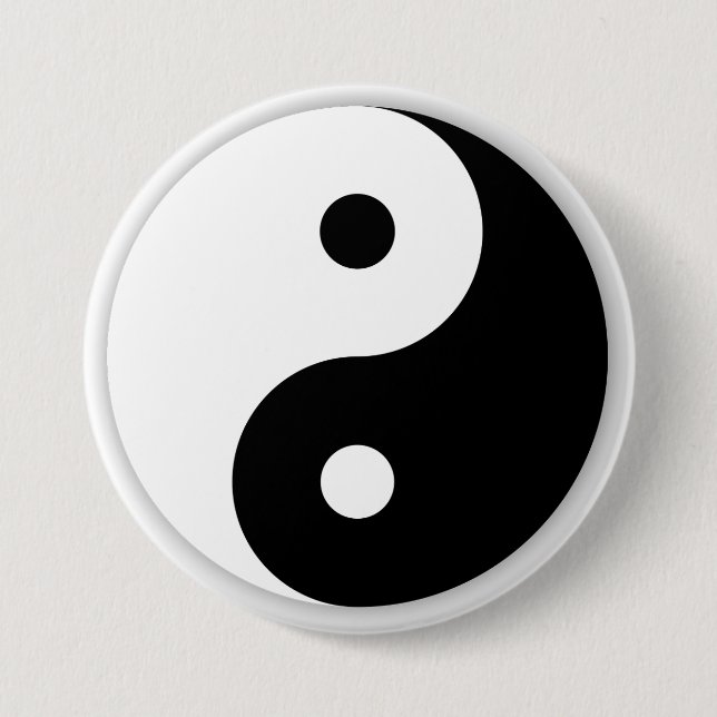 Badge Rond 7,6 Cm Bouton Yin Yang (Devant)