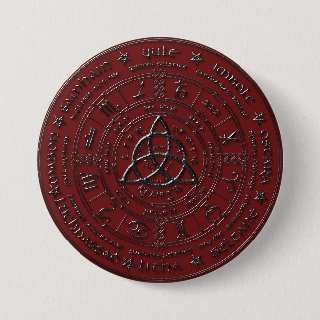 Badge Rond 7,6 Cm Bouton Zodiac celtique de Ruby à ébène (Devant)