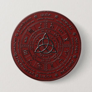 Badge Rond 7,6 Cm Bouton Zodiac celtique de Ruby à ébène
