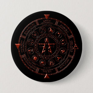 Badge Rond 7,6 Cm Bouton Zodiac celtique de Ruby à ébène
