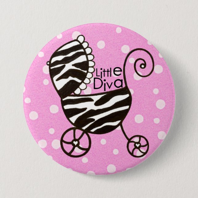 Badge Rond 7,6 Cm Boutons bébé "Little Diva" (Devant)