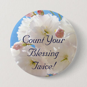 Badge Rond 7,6 Cm Boutons Comptez Vos Bénédictions Deux Fois Fleurs