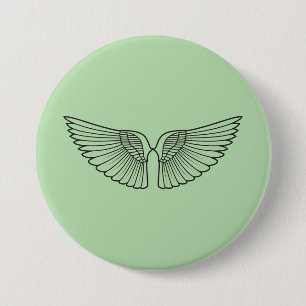 Badge Rond 7,6 Cm Boutons d'aile Angel - Pattes de silhouette Ethéré