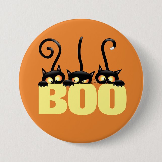 Badge Rond 7,6 Cm Boutons de chats noirs effrayants (Devant)