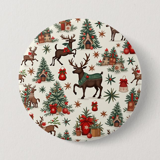 Badge Rond 7,6 Cm Boutons de Noël (Devant)
