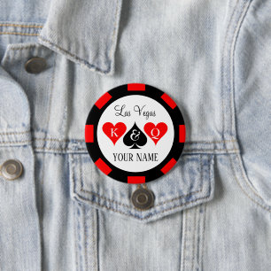 Badge Rond 7,6 Cm Boutons de nom de puce de poker pour Vegas mariage
