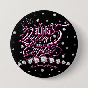 Badge Rond 7,6 Cm Boutons de Reine de Paillettes de Bijoux