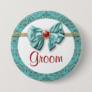 Badge Rond 7,6 Cm Boutons nuptiaux d'or rouge d'Aqua