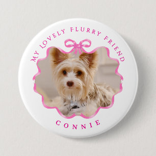 Badge Rond 7,6 Cm Bow Ruban Pet Photo rose