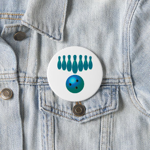 Badge Rond 7,6 Cm Bowling Ball et Pins Sports amusants