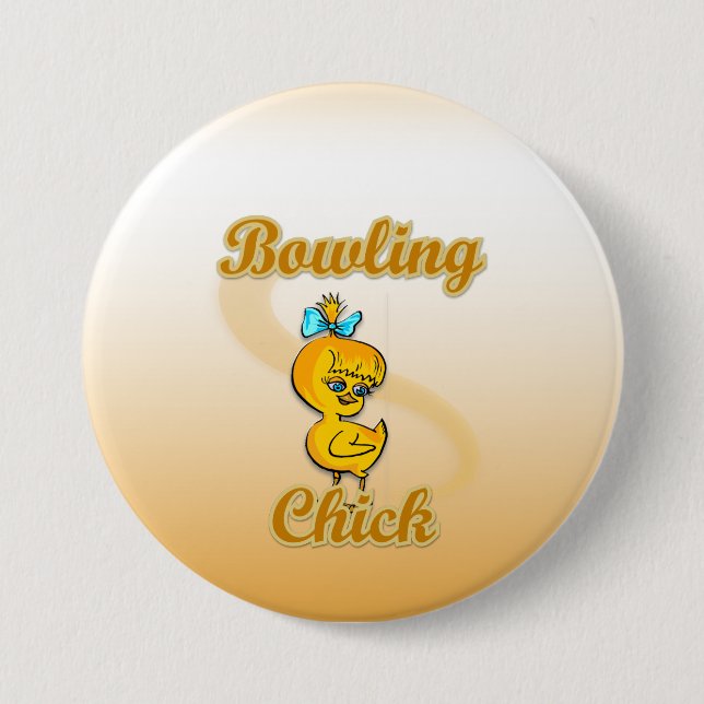 Badge Rond 7,6 Cm Bowling Chick (Devant)