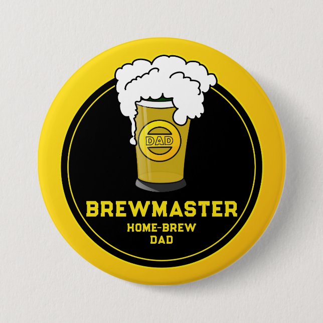 Badge Rond 7,6 Cm Brewmaster Beer home-brew Papa (Devant)