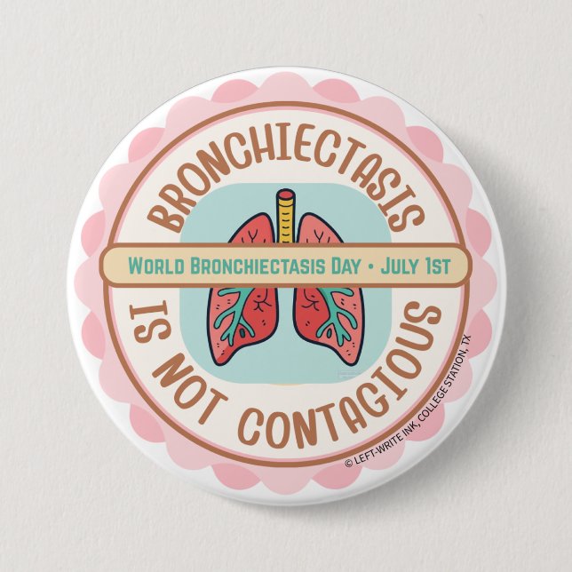 BADGE ROND 7,6 CM BRONCHIECTASIS AWARENESS (Devant)