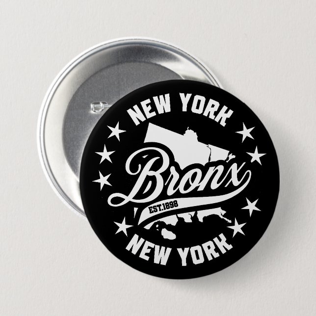 Badge Rond 7,6 Cm Bronx, New York (Devant & derrière)