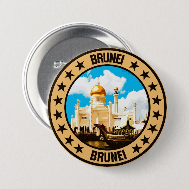 Badge Rond 7,6 Cm Brunei (Devant & derrière)