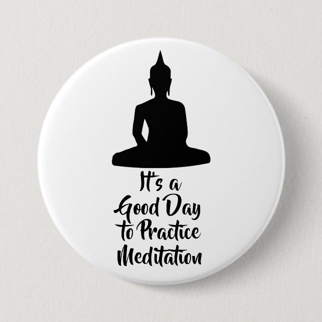 Badge Rond 7,6 Cm Buddha Mindfulness Meditation Motivation (Devant)