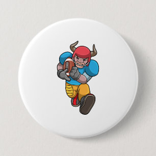 Badge Rond 7,6 Cm Bull à Sports avec Football & Casque