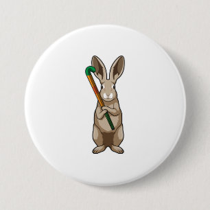 Badge Rond 7,6 Cm Bunny at Hockey