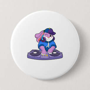 Badge Rond 7,6 Cm Bunny comme musicien avec mixeur