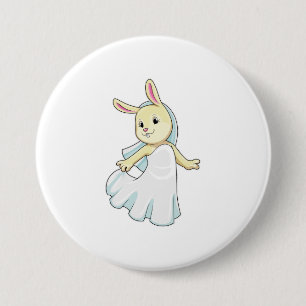 Badge Rond 7,6 Cm Bunny en mariage avec Voile