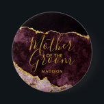 Badge Rond 7,6 Cm Burgundy Blush Gold Foil Agate Mère de la chambre<br><div class="desc">Aquarelle Burgundy Blush Pink & Gold Foil Aquarelle Marbre Agate Gilded Geode Design,  avec polices Moderne et Script. Bouton tendance et chic Mariage Mère de la chambre ! ~ Regardez ma boutique pour voir l'ensemble de la suite mariage pour ce design!</div>