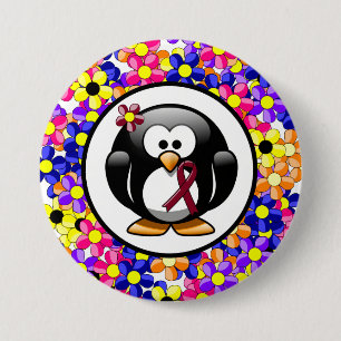Badge Rond 7,6 Cm Burgundy Sensibilisation Ruban Penguin