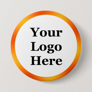 Badge Rond 7,6 Cm Business White et Orange Modèle Votre logo ici