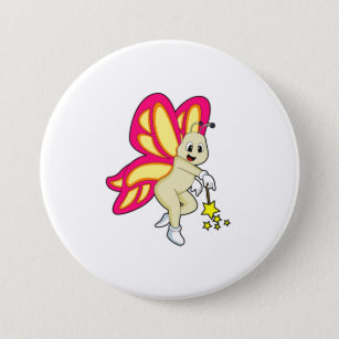 Badge Rond 7,6 Cm Butterfly as Wizard with Magic Mur