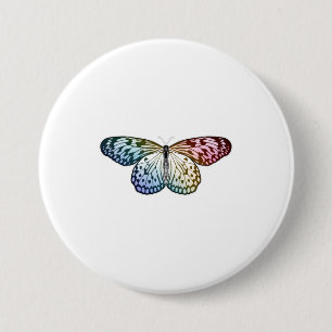 Badge Rond 7,6 Cm Butterfly Rainbow