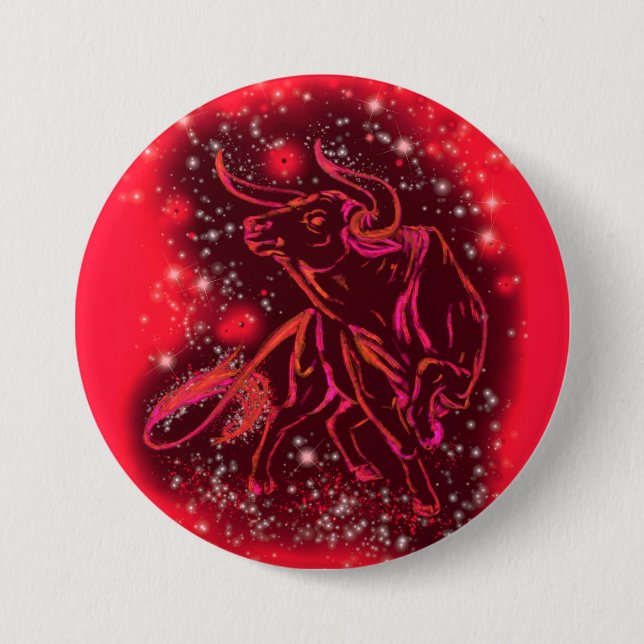 Badge Rond 7,6 Cm Button Red Bull Running At Starry Night (Devant)