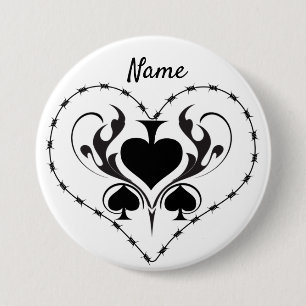 Badge Rond 7,6 Cm Câble Barbelé Coeur Black Spades Thunder_Cove