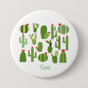 Badge Rond 7,6 Cm Cactus à fleurs rouges agrafés Plantes Thunder_Cov