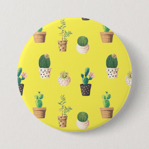 Badge Rond 7,6 Cm Cactus Succulents de Dessert Vert dans les pots