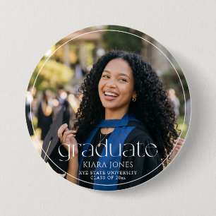 Badge Rond 7,6 Cm Cadeau de fin d'études photo minimal élégant moder