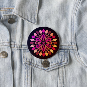 BADGE ROND 7,6 CM CADEAU MODERNE DE FLEURS COLORÉ FILLE SOEUR MOM