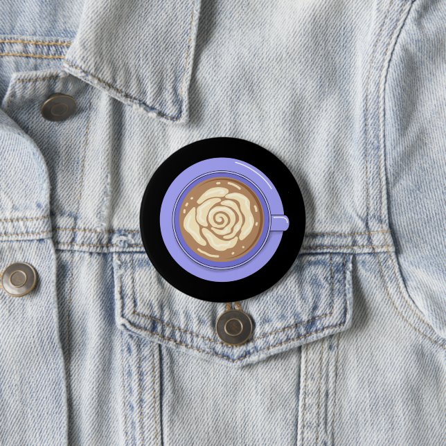 Badge Rond 7,6 Cm Café Fleur de Rose  (En situation)