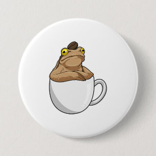 Badge Rond 7,6 Cm Café Frog