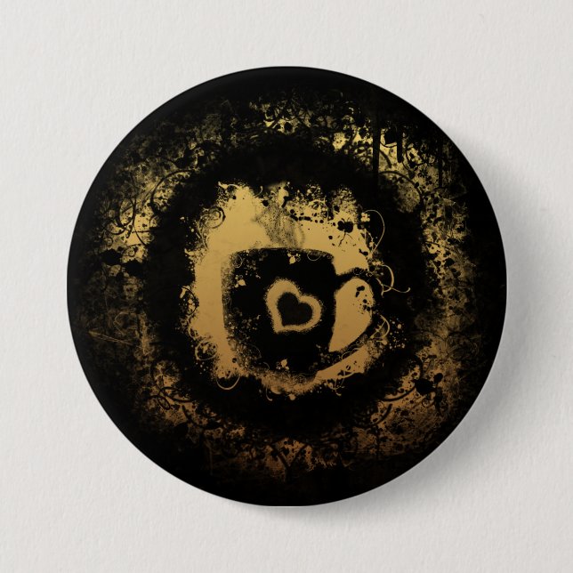 Badge Rond 7,6 Cm Café Grunge (Devant)